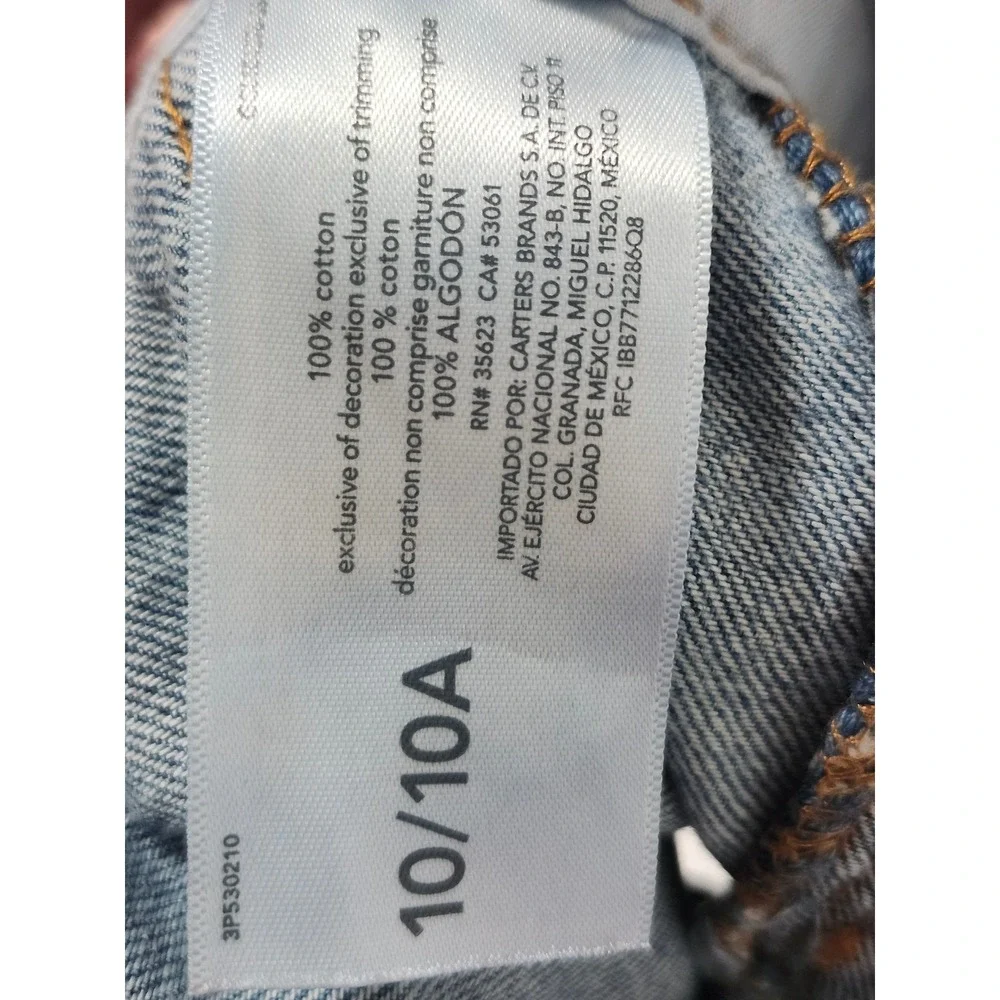 OshKosh B'gosh Girls Blue Denim Daisy Embroidered Overall Jumper Dress Size 10